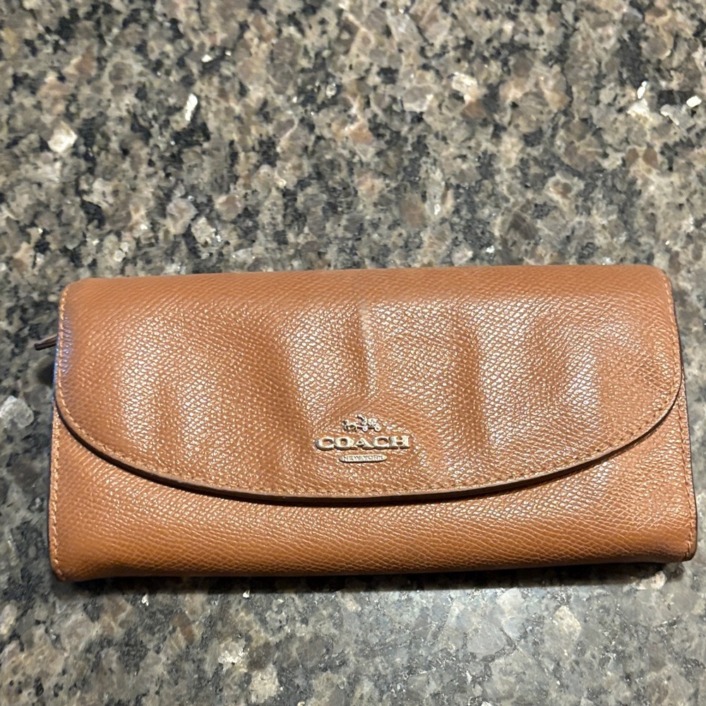 Coach Leather Saddle Brown Envelope Wallet F54009
